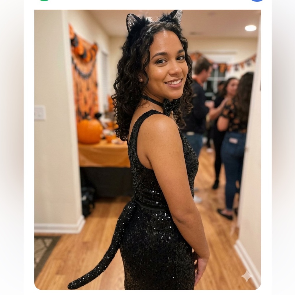 ✨ Black Glitter Cat Costume Accessory Kit - 3 Piece Set ✨
